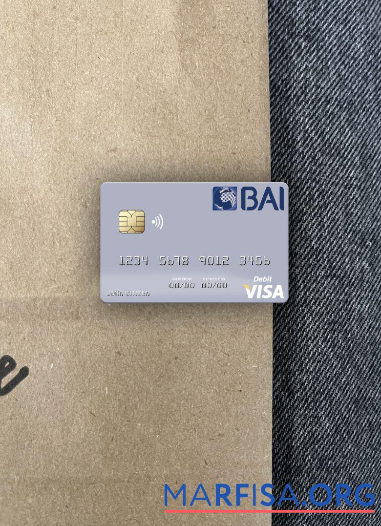 Blank Portugal Banco BAI Europa visa debit card photolook front sample
